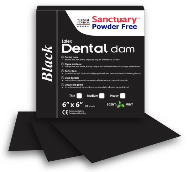 Sanctuary Latex Dental Dams - латексные листы, черные, средние 152*152*0,18 мм (36 шт.)