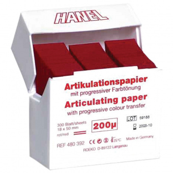 Coltene/Hanel артикуляционная бумага прямая, красная 200 мкм (300 шт.)