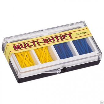 РуДент Multi-Shtift - штифты беззольные, асс. 1,2 мм, желтые, 1,6 мм, синие (40 + 40 шт.) + 2 разв.